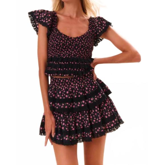 NEW LOVESHACKFANCY ruffle mini skirt - pink noir in pink noir - Picture 1 of 2
